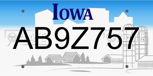 AB9Z757 Iowa License Plate