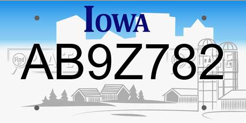 AB9Z782 Iowa License Plate