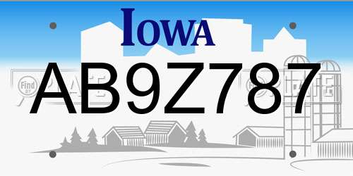 AB9Z787 Iowa License Plate