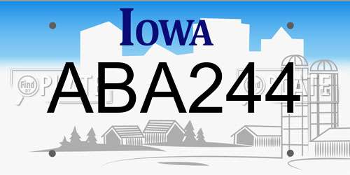 ABA244 Iowa License Plate