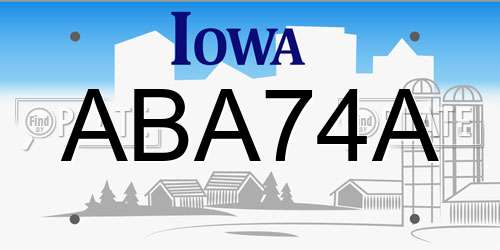ABA74A Iowa License Plate