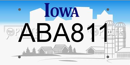 ABA811 Iowa License Plate