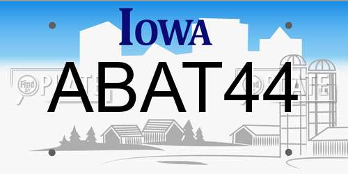 ABAT44 Iowa License Plate