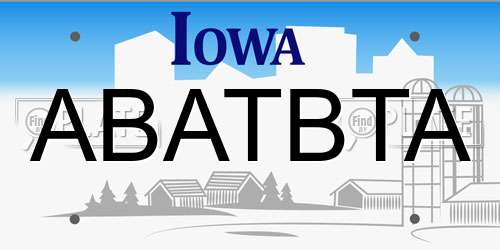 ABATBTA Iowa License Plate