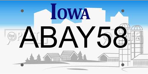 ABAY58 Iowa License Plate