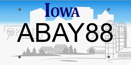 ABAY88 Iowa License Plate