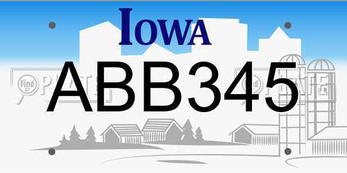 ABB345 Iowa License Plate