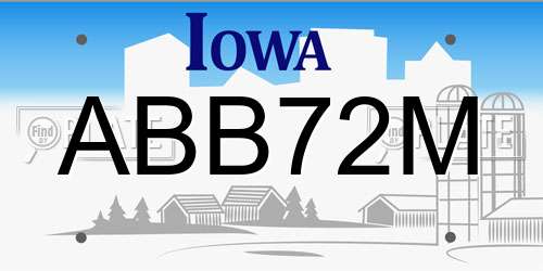 ABB72M Iowa License Plate