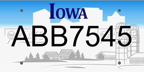 ABB7545 Iowa License Plate