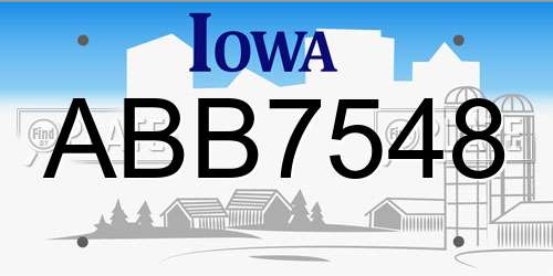 ABB7548 Iowa License Plate