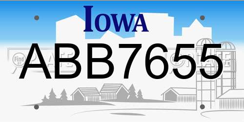 ABB7655 Iowa License Plate