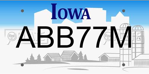 ABB77M Iowa License Plate