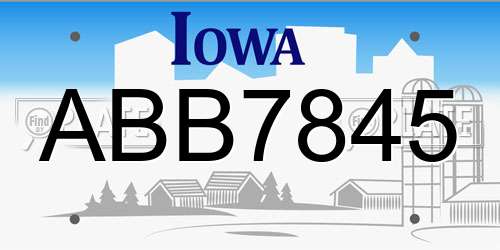 ABB7845 Iowa License Plate