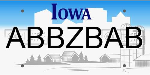 ABBZBAB Iowa License Plate