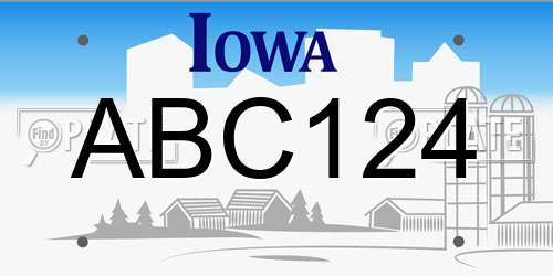 ABC124 Iowa License Plate