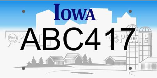 ABC417 Iowa License Plate