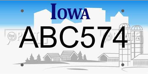 ABC574 Iowa License Plate