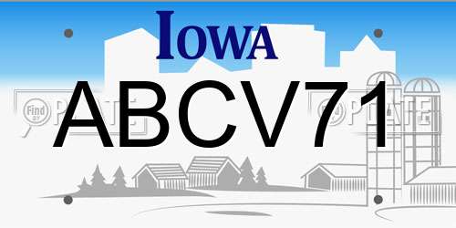 ABCV71 Iowa License Plate