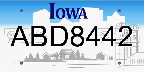 ABD8442 Iowa License Plate