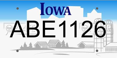 ABE1126 Iowa License Plate