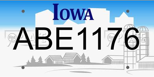 ABE1176 Iowa License Plate