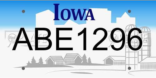 ABE1296 Iowa License Plate