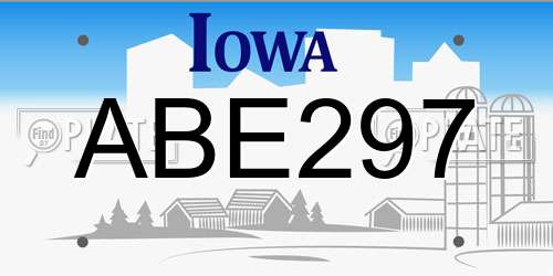 ABE297 Iowa License Plate
