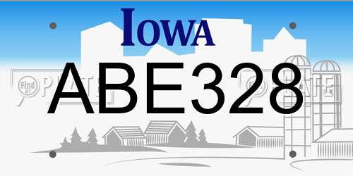 ABE328 Iowa License Plate