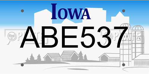 ABE537 Iowa License Plate