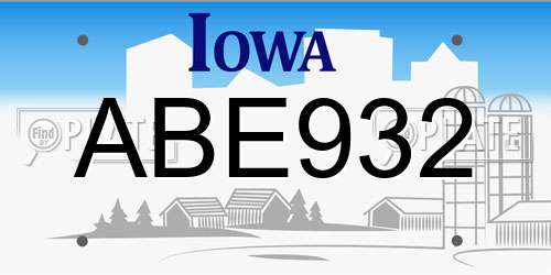 ABE932 Iowa License Plate