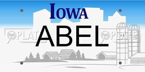 ABEL Iowa License Plate