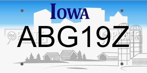ABG19Z Iowa License Plate
