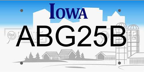 ABG25B Iowa License Plate