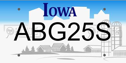 ABG25S Iowa License Plate