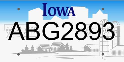ABG2893 Iowa License Plate