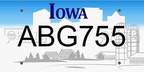 ABG755 Iowa License Plate