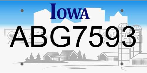 ABG7593 Iowa License Plate