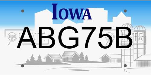 ABG75B Iowa License Plate