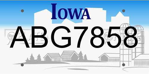 ABG7858 Iowa License Plate