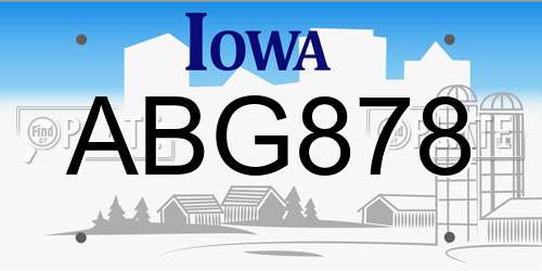 ABG878 Iowa License Plate