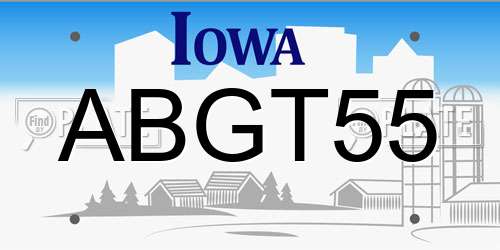 ABGT55 Iowa License Plate