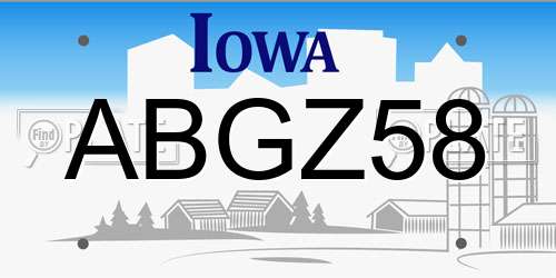 ABGZ58 Iowa License Plate