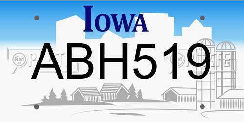 ABH519 Iowa License Plate