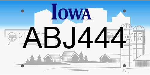 ABJ444 Iowa License Plate