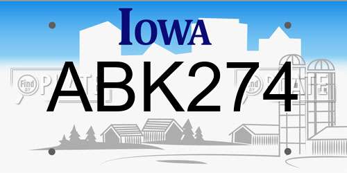 ABK274 Iowa License Plate