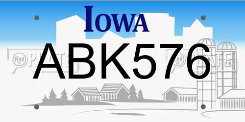 ABK576 Iowa License Plate
