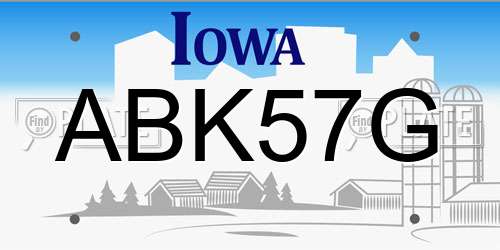 ABK57G Iowa License Plate