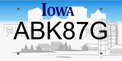 ABK87G Iowa License Plate