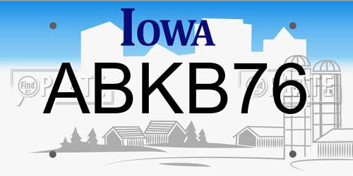 ABKB76 Iowa License Plate