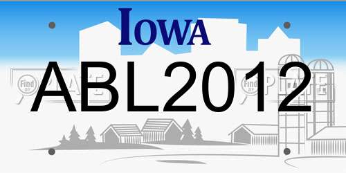 ABL2012 Iowa License Plate